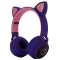 Foldable Bluetooth Cat Ear Kids Headphones (Open-Box Satisfactory) - Purple