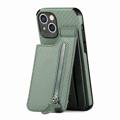 iPhone 14 Case with Zipper Pocket & Stand - Carbon Fiber
