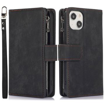 iPhone 14 Plus Wallet Case with Wrist & Shoulder Strap - Black