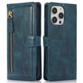 Zipper Pocket iPhone 14 Pro Wallet Case - Blue