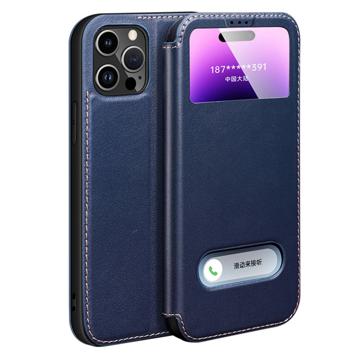 Dual View iPhone 14 Pro Flip Leather Case