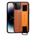 Dual-Color iPhone 14 Pro Max Coated Case with Hand Strap & Card Slot