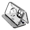 iPhone 15 Pro Max Case Double Sided HD Tempered Glass Phone Cover Compatible with MagSafe - Silver