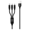 Forever 3-in-1 Braided USB Charging Cable - 1.2m - Black