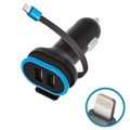 Forever CC-02 Lightning Car Charger with 2x USB Ports - 3A - Black / Blue