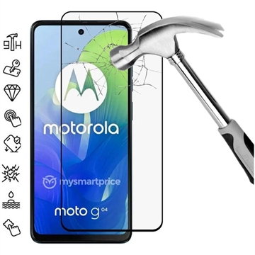 Motorola Moto G04 Full Cover Tempered Glass Screen Protector - Black Edge