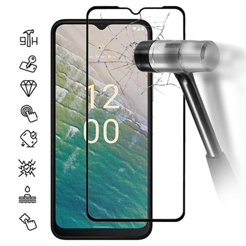 Nokia C32 Full Cover Tempered Glass Screen Protector - Black Edge