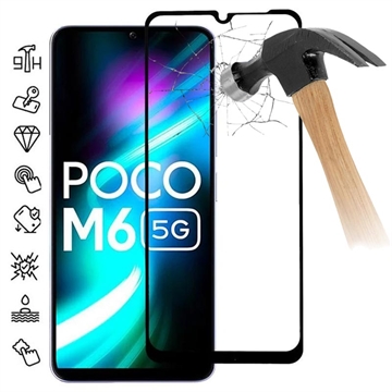 Xiaomi Poco M6 Full Cover Tempered Glass Screen Protector - Black Edge