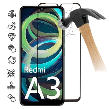 Xiaomi Redmi A3 Full Cover Tempered Glass Screen Protector - Black Edge