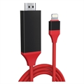 Full HD Lightning to HDMI AV Adapter - iPhone, iPad, iPod (Bulk Satisfactory) - Red