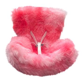Furry Car Safety Seat for Labubu Doll 15-17cm - Hot Pink