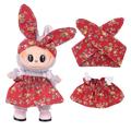 Garden-Party Dress & Headband Set for Labubu Mini Figure 17cm - Red