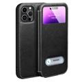 Dual View iPhone 14 Pro Max Flip Leather Case - Black