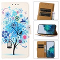 Glam Series Xiaomi Redmi Note 8 2021 Wallet Case - Flowering Tree / Blue