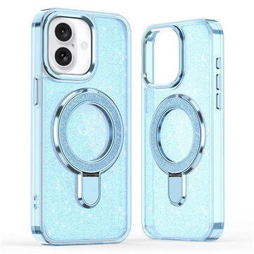 iPhone 17 Glitter Hybrid Case with Kickstand - MagSafe Compatible - Blue