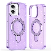 iPhone 17 Glitter Hybrid Case with Kickstand - MagSafe Compatible - Purple