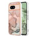 Google Pixel 8a Marble Pattern Electroplated IMD TPU Case - Pink