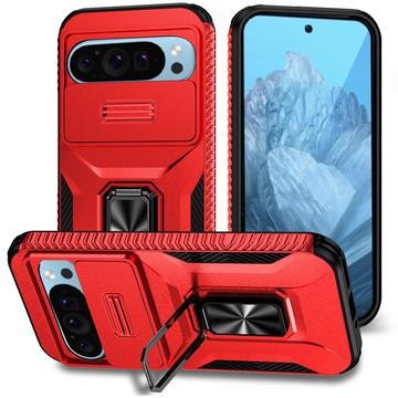 Google Pixel 9/9 Pro Rotary Ring Hybrid Case with Camera Shield - Red