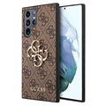 Guess 4G Big Metal Logo Samsung Galaxy S23 Ultra 5G Hybrid Case - Brown