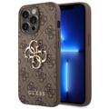 Guess 4G Big Metal Logo iPhone 14 Pro Hybrid Case - Brown