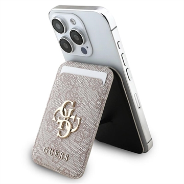 Guess 4G Metal Logo Card Holder with Stand - MagSafe Compatible - Pink