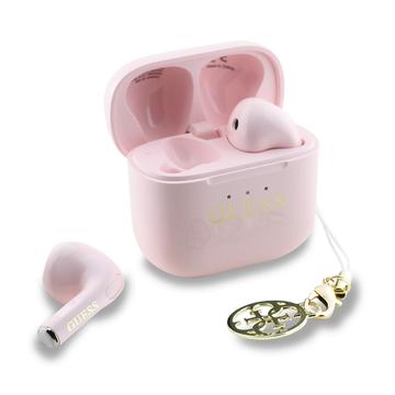 Guess Charm True Wireless Earphones with Glossy Effect & Classic Logo Print - Pink