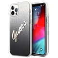 Guess Glitter Gradient Script iPhone 12/12 Pro Case - Black