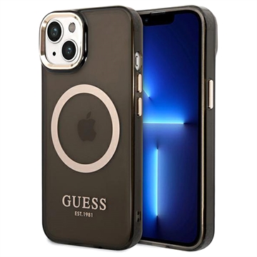 Guess Gold Outline MagSafe iPhone 14 Hybrid Case