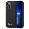 Guess Metal Logo iPhone 14 Pro Silicone Case - Black