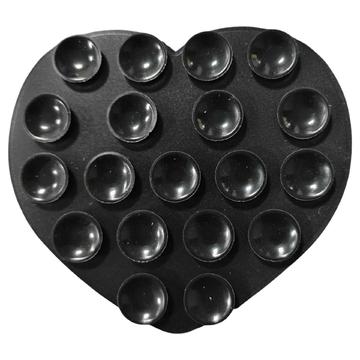 Heart-Shaped Adhesive Silicone Suction Cup Phone Holder - Black