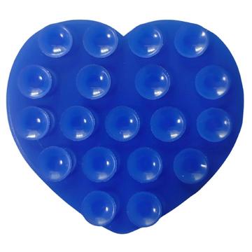 Heart-Shaped Double-Sided Silicone Suction Cup Holder for Smartphones - Dark Blue