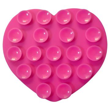 Heart-Shaped Double-Sided Silicone Suction Cup Holder for Smartphones - Hot Pink