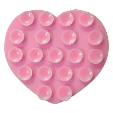 Heart-Shaped Double-Sided Silicone Suction Cup Holder for Smartphones - Pink