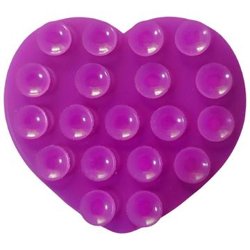 Heart-Shaped Double-Sided Silicone Suction Cup Holder for Smartphones - Purple