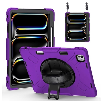 iPad Pro 13 2024/2025 Heavy Duty 360 Case with Hand Strap - Purple
