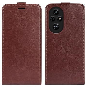 Honor 200 Pro Vertical Flip Case with Card Slot - Brown
