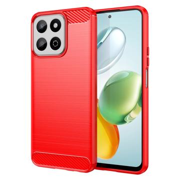 Honor 200 Smart/X7c 4G/5G Brushed TPU Case - Carbon Fiber - Red