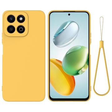 Honor 200 Smart/X7c 4G/5G Liquid Silicone Case with Hand Strap - Yellow
