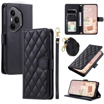 Honor 400 Pro Luxury Quilted Wallet Case - Black
