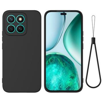 Honor X8c Liquid Silicone Case with Hand Strap - Black