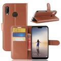 Huawei P20 Lite Wallet Case with Magnetic Closure - Brown