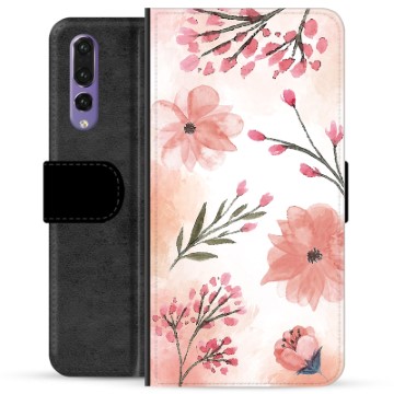 Huawei P20 Pro Premium Wallet Case - Pink Flowers