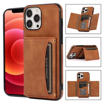 iPhone 14 Pro Max Hybrid Case with Wallet - Brown