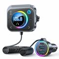 JOYROOM JR-CL18 30W PD Type-C + USB Car Charger LED Display Bluetooth Adapter FM Transmitter with Coiled Cable