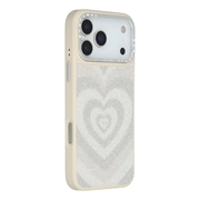 iPhone 17 Pro Max Jaucase Heart Pattern Magnetic Hybrid Case - White