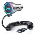 Joyroom JR-CL07 3-in-1 Wired Fast Car Charger 72W - USB-C, USB-A - Black