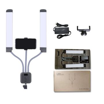 KN176 Double Arm 3000K-6000K LED Light Portable Camera Selfie Lighting Kit for Broadcasting, Filming, Photography