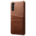 Samsung Galaxy S23 5G KSQ Coated Plastic Case with Card Slots - Brown