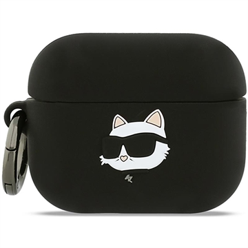 AirPods Pro 3 Karl Lagerfeld Choupette Head 3D Silicone Case - Black