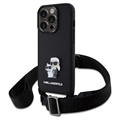 iPhone 15 Pro Karl Lagerfeld Saffiano Crossbody Metal Karl & Choupette Case - Black